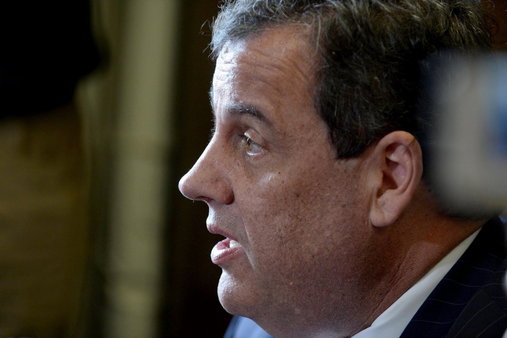 Republican Presidential candidate Chris Christie (R-NJ) files paperwork for the New Hampshire primary at the State House on Nov. 6, 2015 in Concord, N.H. (Photo by Darren McCollester/Getty)