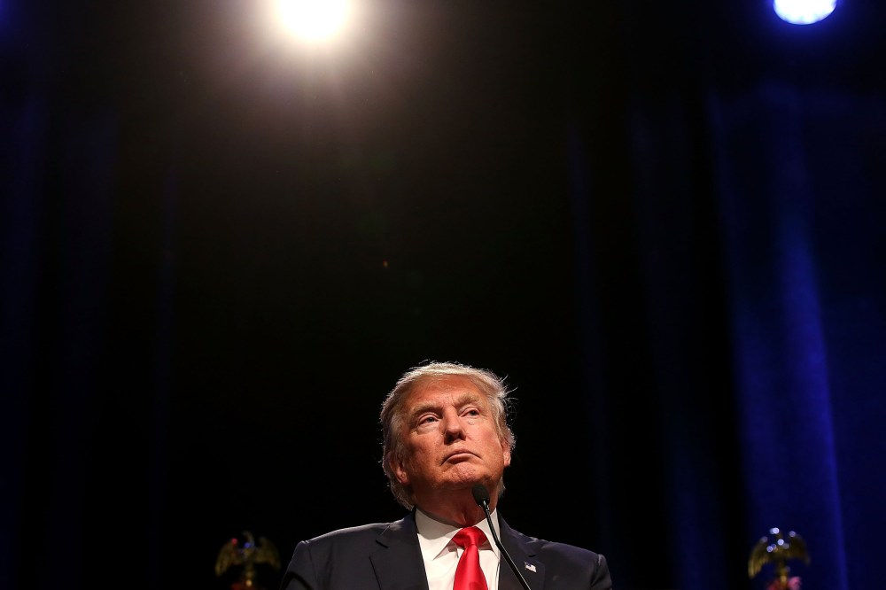 Republican presidential candidate Donald Trump speaks during a campaign rally at the Westgate Las Vegas Resort & Casino on Dec. 14, 2015 in Las Vegas, Nev. (Photo by Justin Sullivan/Getty)