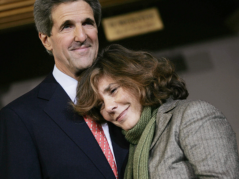 Former Democratic presidential candidate U.S. Senator John Kerry (D-MA) stands on stage with his wife Teresa Heinz Kerry after delivering his concession speech at Faneuil Hall November 3, 2004 in Boston, Massachusetts. (Photo by Chris Hondros/Getty...
