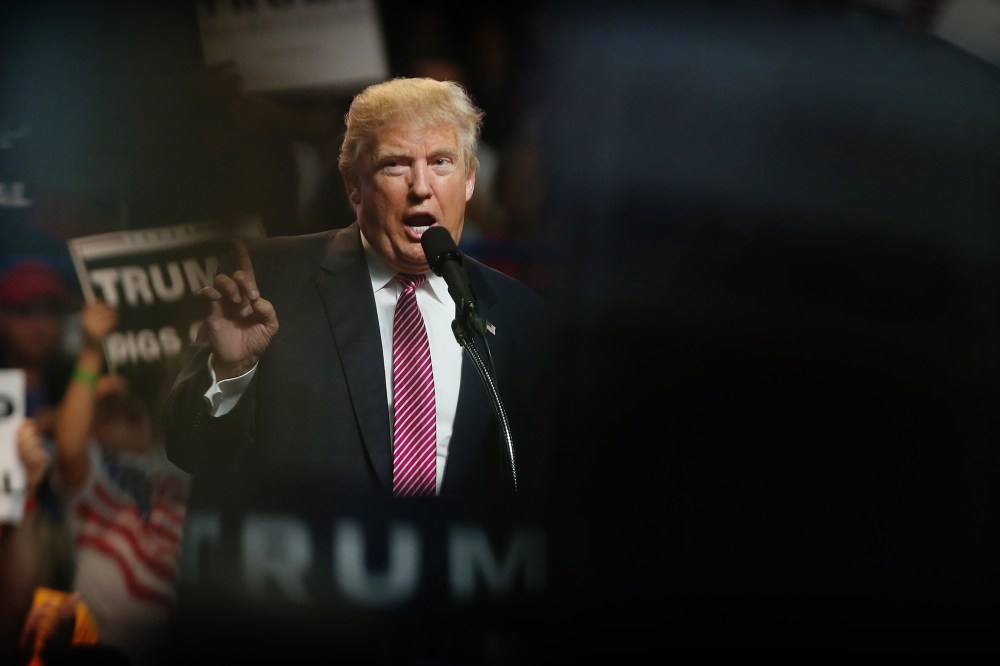 Republican Presidential candidate Donald Trump speaks during his rally at the Charleston Civic Center on May 5, 2016 in Charleston, W. Va. (Photo by Mark Lyons/Getty)
