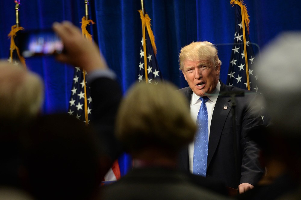 Republican Presidential candidate Donald Trump speaks at Saint Anselm College June 13, 2016 in Manchester, N.H. (Photo by Darren McCollester/Getty)
