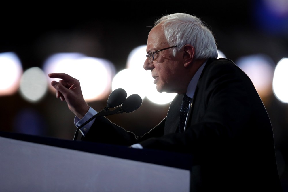 Sen. Bernie Sanders (I-VT) delivers remarks on the first day of the Democratic National Convention at the Wells Fargo Center, July 25, 2016 in Philadelphia, Penn. (Photo by Chip Somodevilla/Getty)