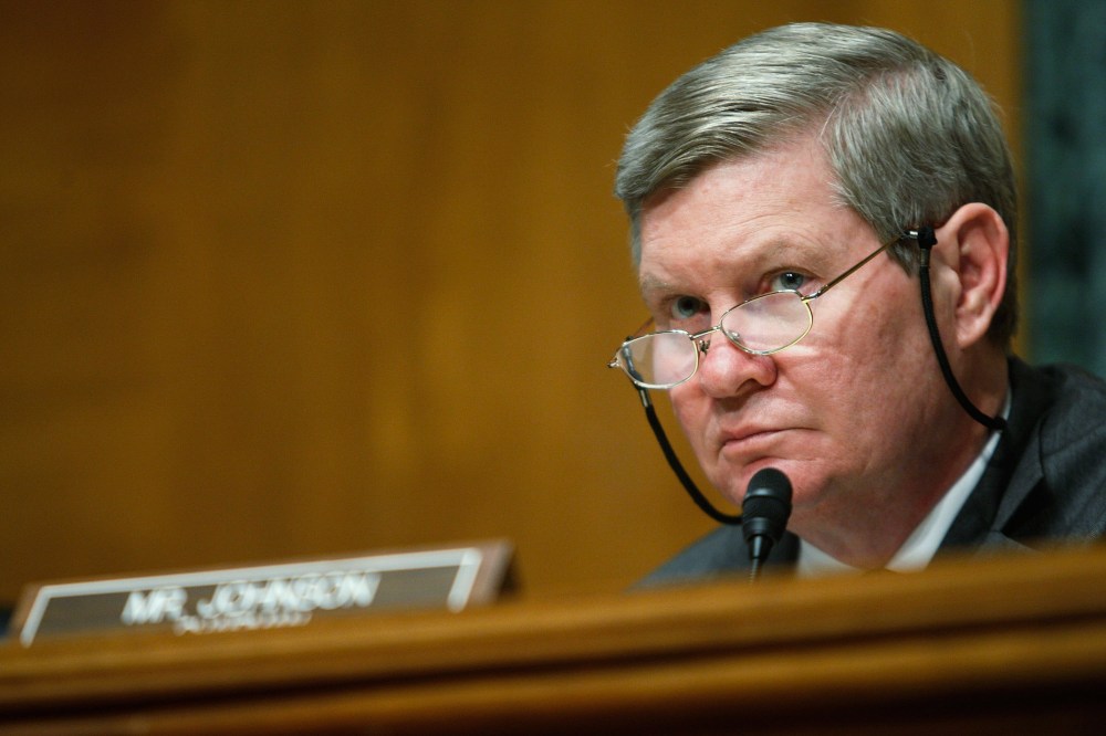 FILE - MARCH 25:  According to reports March 25, 2013, South Dakota Sen. Tim Johnson (D-SD) has announced that he will retire when his term ends in 2014.  WASHINGTON - OCTOBER 14:  Subcommittee Chairman Sen. Tim Johnson (D-SD) listens during a hearing...