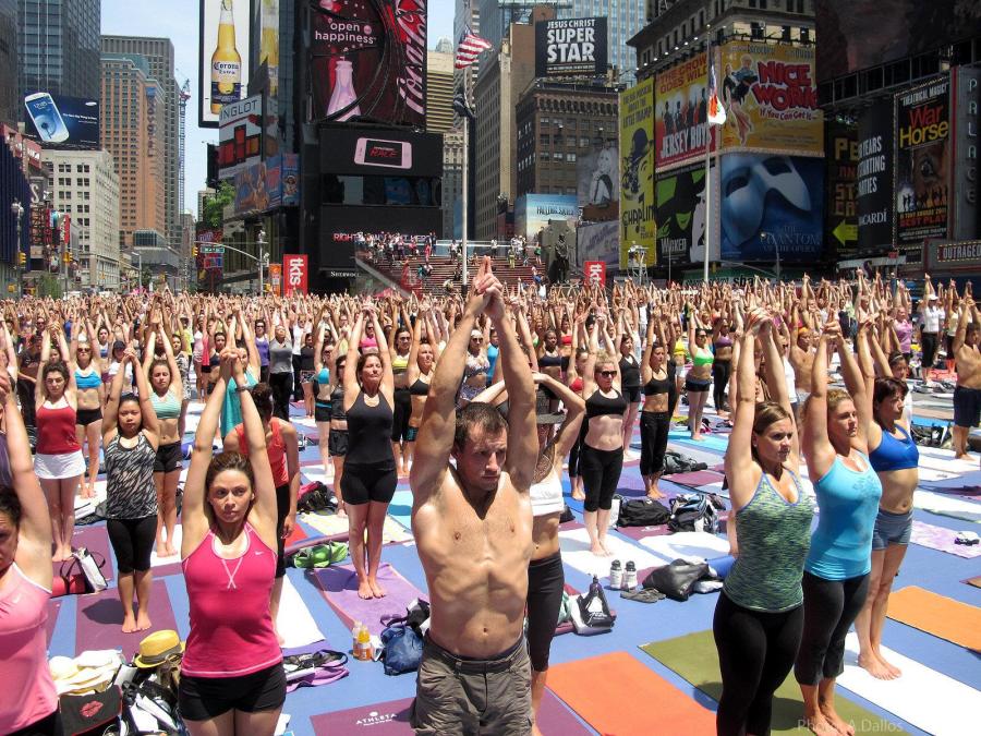 Yoga in Times Square