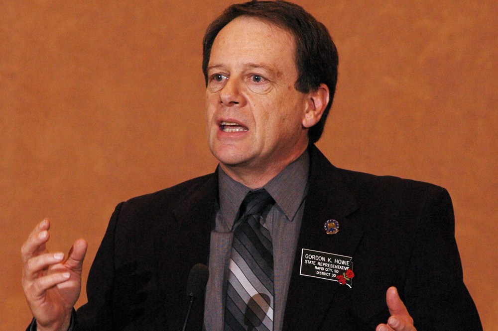 Gordon Howie, R-Rapid City speaks at the State Capitol on Feb. 9, 2005 in Pierre, S.D. (Photo by Doug Dreyer/AP)