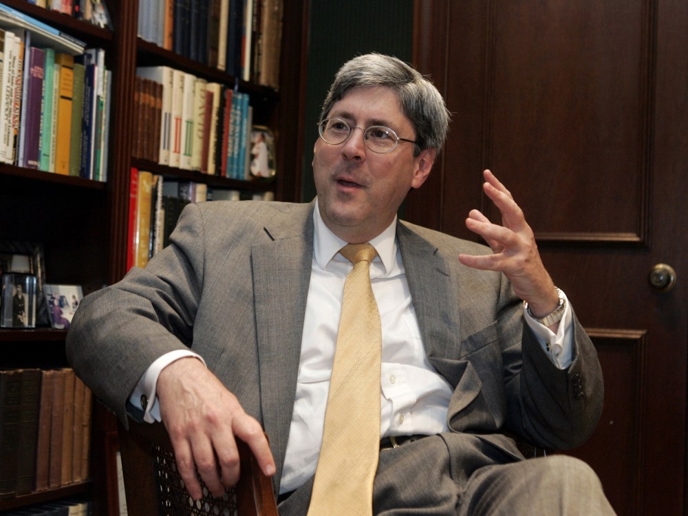 File Photo: Doug Feith headed the Pentagon policy office in the early days of the Iraq War and was predisposed to finding a connection between Iraq and al-Qaida. (Photo by Evan Vucci/AP Photo, File)