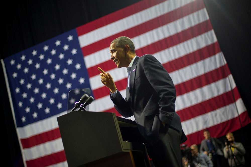 President Barack Obama speaks during an event in Philadelphia, Pa., Nov. 2, 2014. (Photo by Pablo Martinez Monsivais/AP)