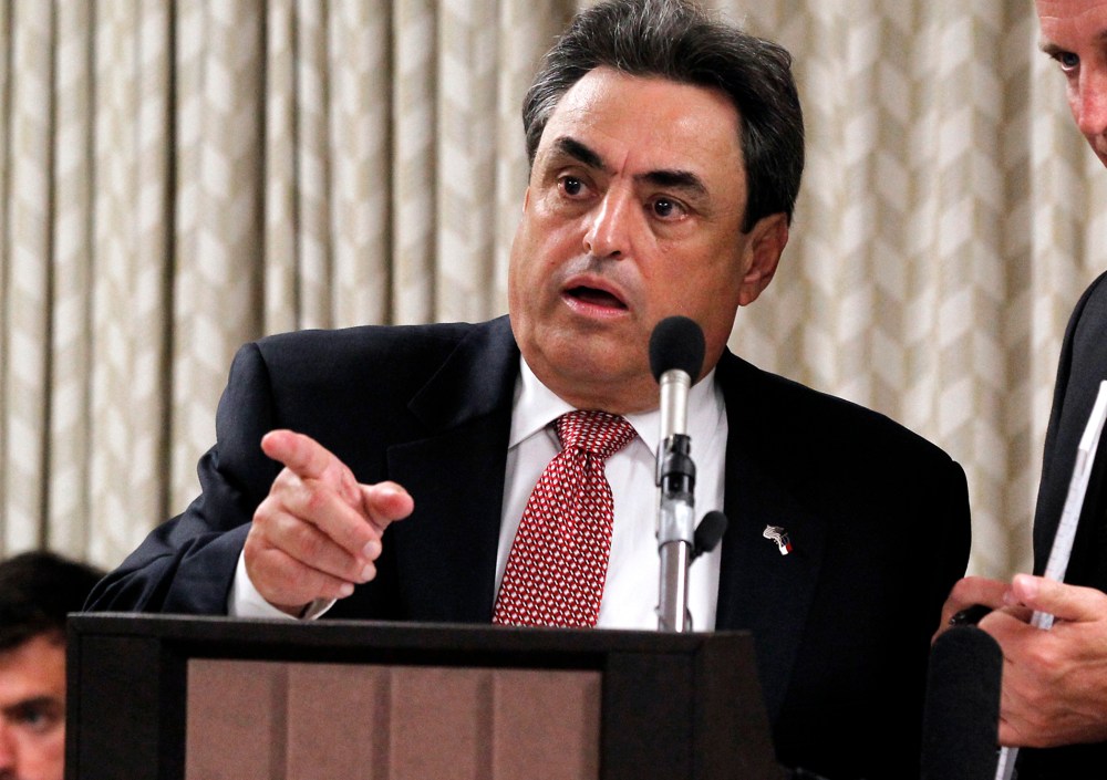 Sen. Bob Rucho makes a comment about a bill, June 5, 2012, in Raleigh, N.C..