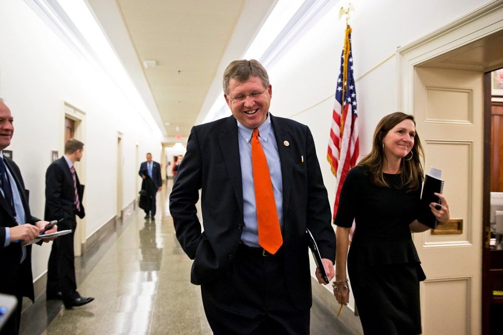 Rep. Frank Lucas, R-Okla., attends a closed-door meeting on Capitol Hill in Washington, Dec. 4, 2013.