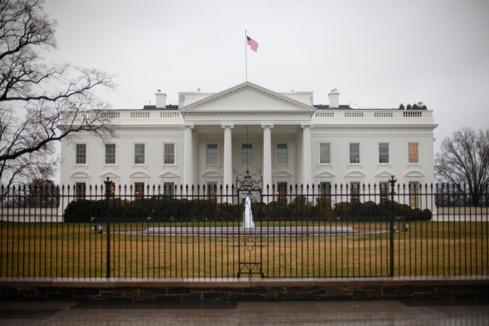 The White House in Washington is seen on Wednesday, March 6, 2013. Area schools and many government offices in the Washington area are closed for the in anticipation of the snow that could blanket the region. (AP Photo/Pablo Martinez Monsivais)