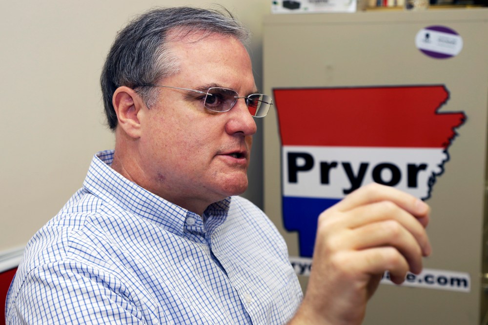 U.S. Sen. Mark Pryor is interviewed at his campaign office in Little Rock, Ark., Aug. 2, 2013.