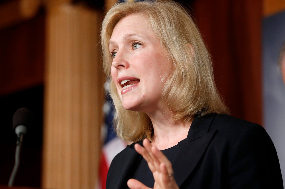 Sen. Kirsten Gillibrand, D-N.Y., speaks to reporters during a news conference, July 16, 2013, in Washington.