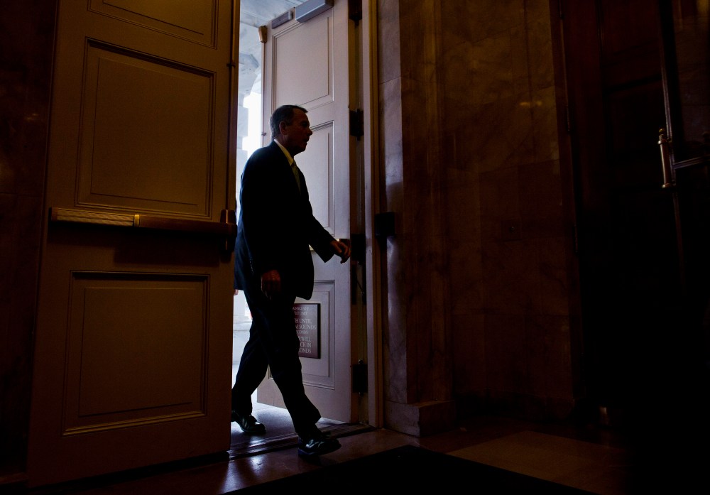 House Speaker John Boehner of Ohio arrives on Capitol Hill in Washington on Friday, Oct. 11, 2013.