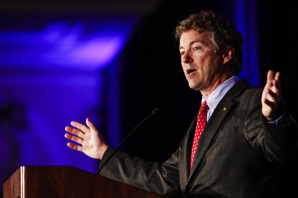 Kentucky Senator Rand Paul address attendees during the Republican National Committee spring meeting at the Peabody hotel in Memphis, Tenn., May 9, 2014. (Photo by William DeShazer/The Commercial Appeal/AP)