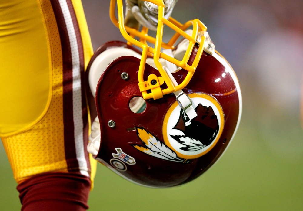 A Washington Redskins helmet is seen prior to a game at FedEx Field, Nov. 25, 2013 in Landover, Md.