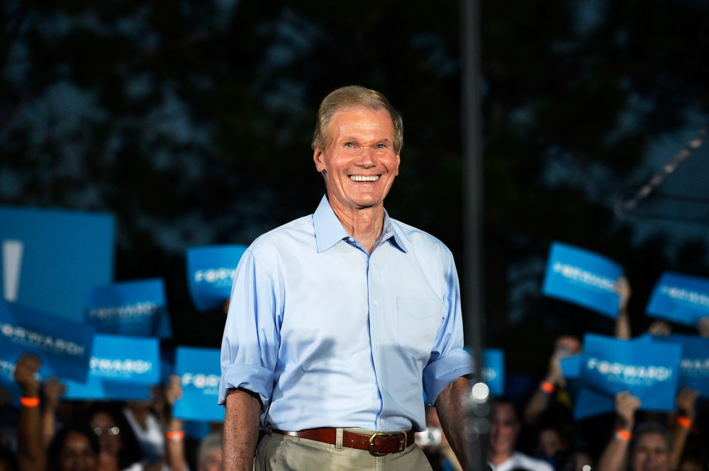 U.S. Sen. Bill Nelson speaks during a campaign stop for President Barack Obama in Orlando, Fla., Nov. 5, 2012.