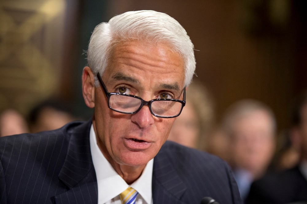 Former Florida Gov. Charlie Crist delivers a statement before the Senate Judiciary Committee, Nov. 1, 2013, on Capitol Hill in Washington.