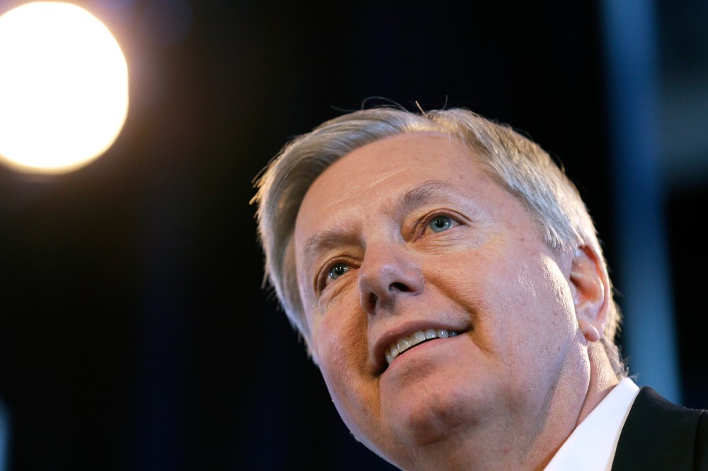 Sen. Lindsey Graham, R-S.C., speaks during the Iowa Agriculture Summit on March 7, 2015, in Des Moines, Iowa. (Photo by Charlie Neibergall/AP)