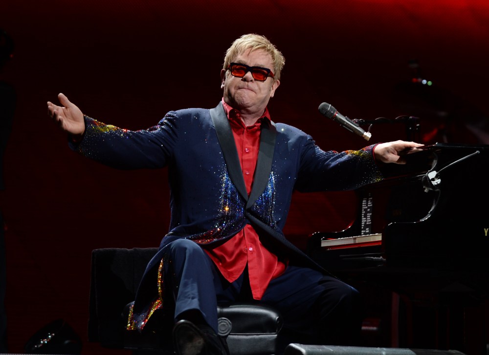 Elton John in concert at the American Airlines Arena, Miami, Fl., March 6, 2015. (Photo by Rex Features via AP)