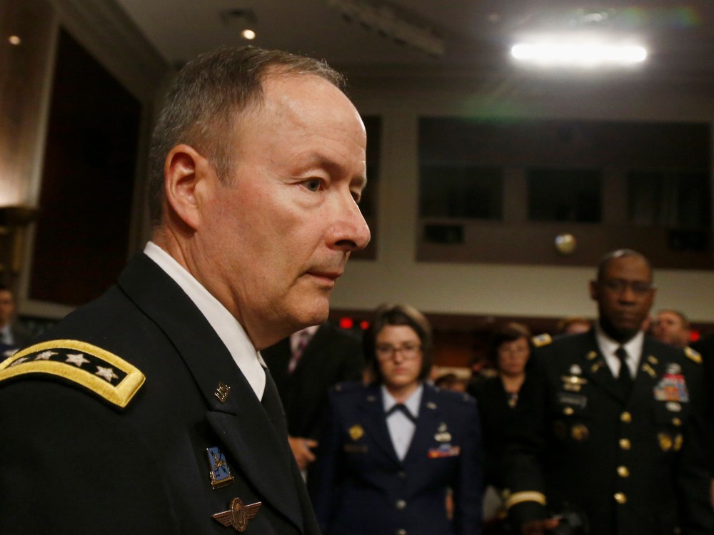 Gen. Keith B. Alexander, commander, U.S. Cyber Command and director, National Security Agency/Chief, Central Security Service arrives  on Capitol Hill in Washington, Wednesday, June 12, 2013, to testify before the Senate Appropriations Committee...