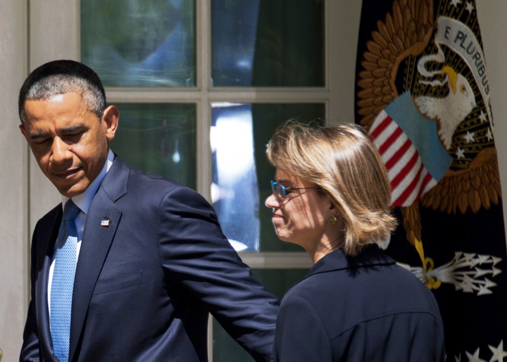 President Obama walks towards the Oval Office with Cornelia Pillard, June 4, 2013.