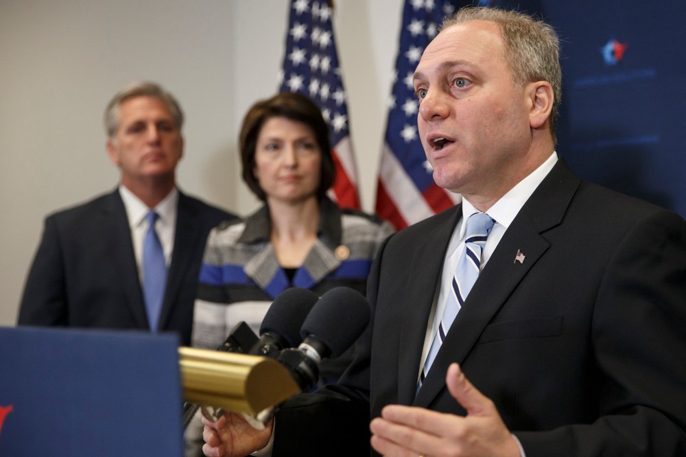 House Majority Whip Steve Scalise of La. speaks to reporters on Capitol Hill in Washington on Nov. 18, 2014. (J. Scott Applewhite/AP)