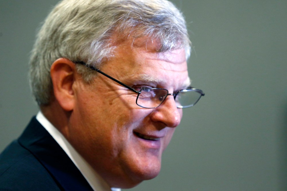 In this Aug. 8, 2013 photograph, U.S. Rep. Alan Nunnelee, R-Miss., speaks following a news conference in Jackson, Miss. (Photo by Rogelio V. Solis/AP)