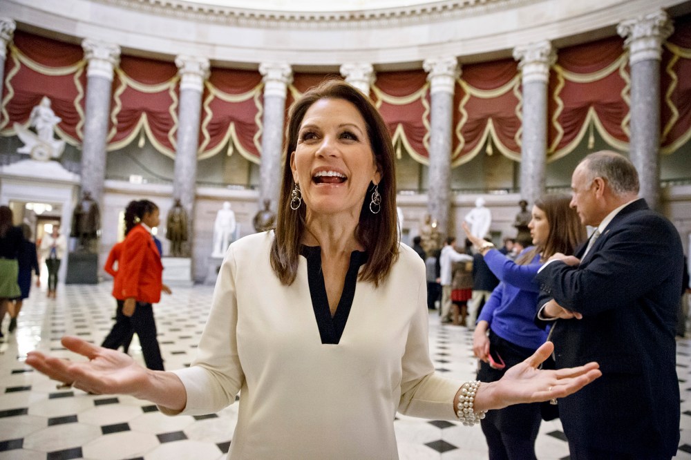 Rep. Michele Bachmann, R-Minn., speaks at the Capitol in Washington on Dec. 11, 2014. (Photo by J. Scott Applewhite/AP)