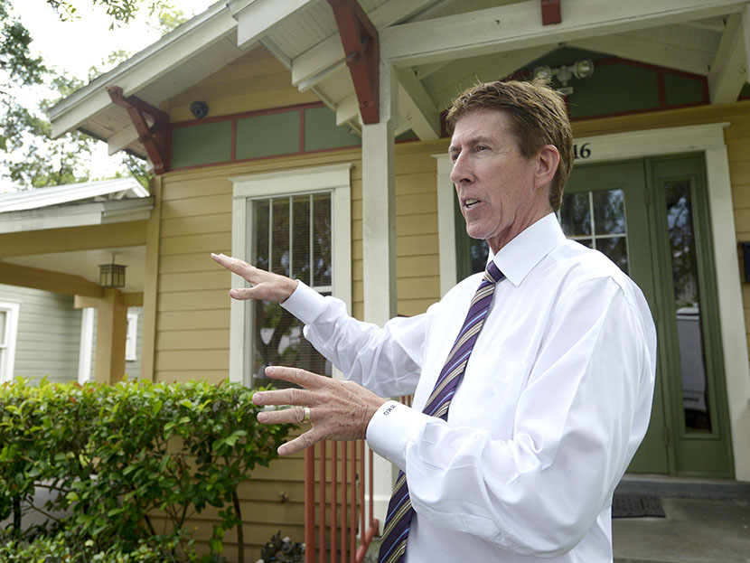 George Zimmerman attorney Mark O'Mara answers questions from reporters outside his offices in Orlando, Fla., Wednesday, July 24, 2013. (Photo by Phelan M. Ebenhack/AP)