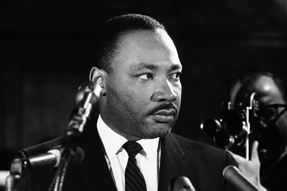 Dr. Martin Luther King at a news conference in Selma, Alabama on Feb. 5, 1965.