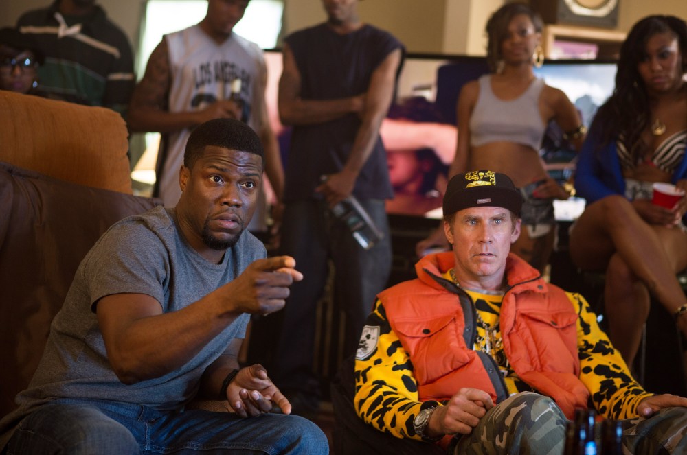 In this image released by Warner Bros. Entertainment Inc., Kevin Hart, left, and Will Ferrell appear in a scene from the film, "Get Hard." (Photo by Patti Perret/Warner Bros. Entertainment Inc. via AP)