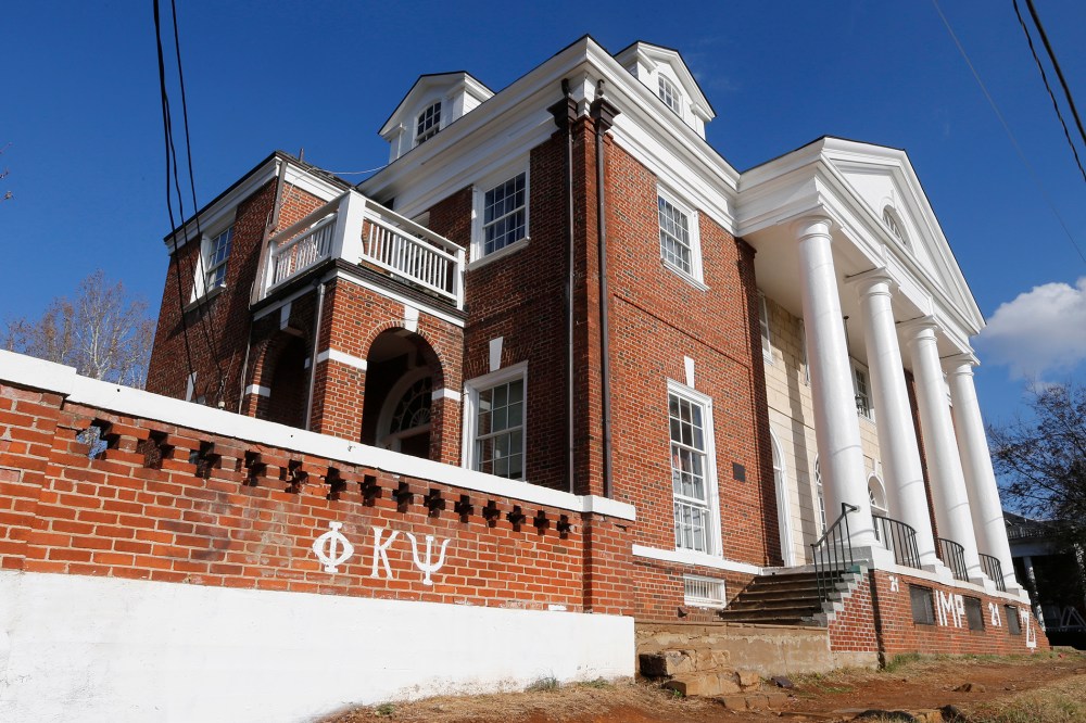 The Phi Kappa Psi fraternity house at the University of Virginia in Charlottesville, Va., Nov. 24, 2014. (Photo by Steve Helber/AP)