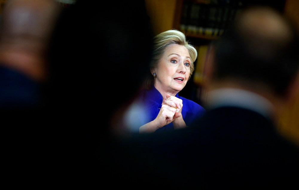 Democratic presidential candidate Hillary Rodham Clinton speaks at an event at Rancho High School, May 5, 2015, in Las Vegas. (Photo by John Locher/AP)