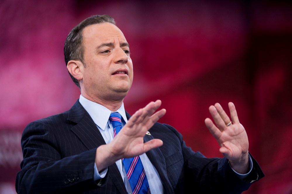 Reince Priebus, chairman of the Republican National Committee, speaks at the American Conservative Union's CPAC conference at National Harbor in Oxon Hill, Md., March 4, 2016. (Photo By Bill Clark/CQ Roll Call/AP)