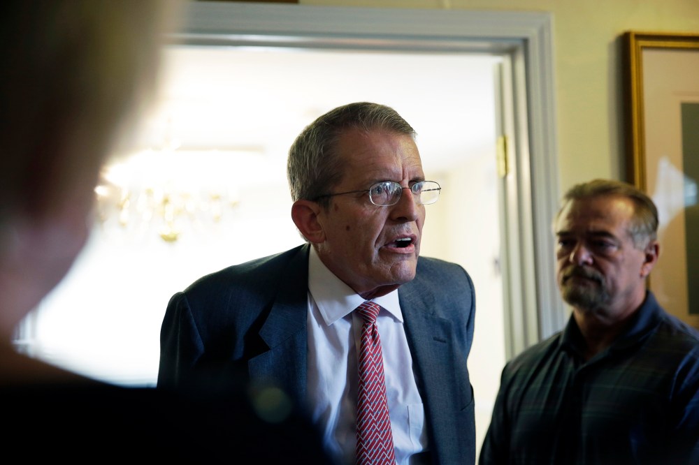 Republican Senate candidate Jeff Bell addresses a gathering during an event, Sept. 2, 2014, in Marlton, N.J. (Photo by Mel Evans/AP)