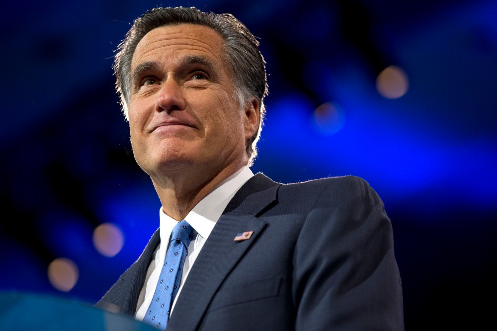 Former Massachusetts Gov., and 2012 Republican presidential candidate, Mitt Romney pauses while speaking at the 40th annual Conservative Political Action Conference in National Harbor, Md., Friday, March 15, 2013.