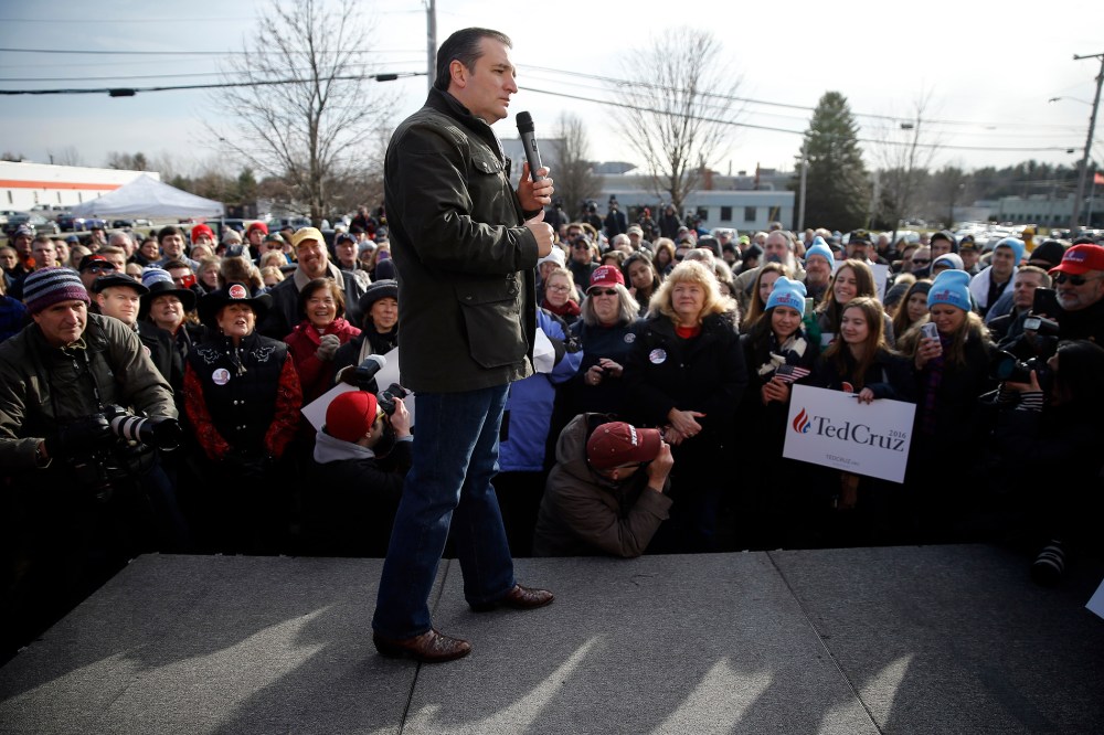 Republican presidential candidate Sen. Ted Cruz, R-Texas speaks on Jan. 12, 2016, during a campaign stop at Granite State Indoor Range in Hudson, N.H. (Photo by Matt Rourke/AP)