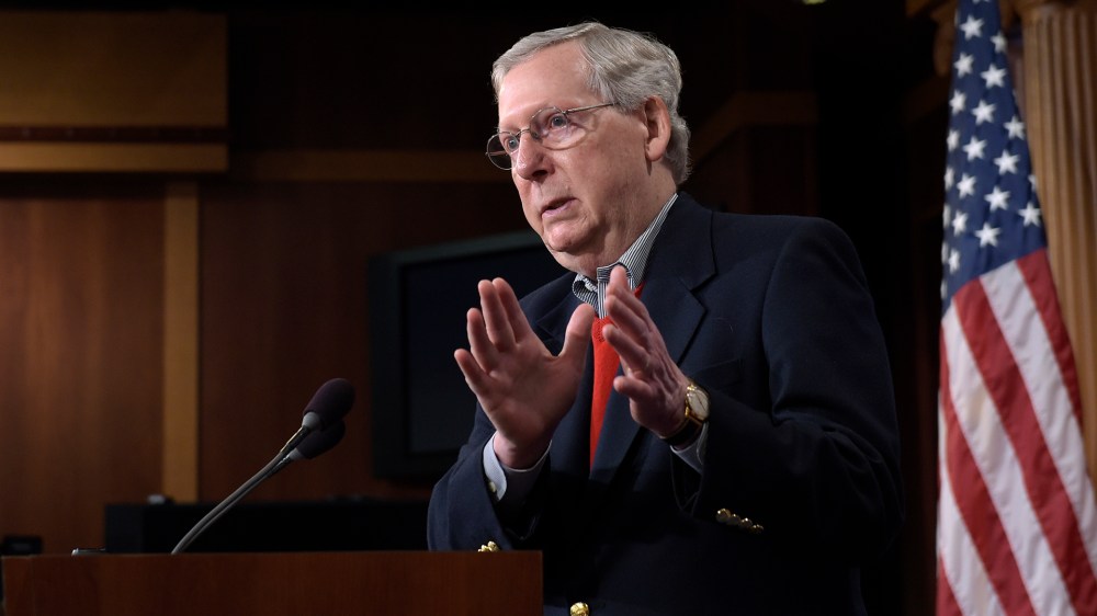 Senate Majority Leader Mitch McConnell of Ky., speaks during a news conference on Capitol Hill in Washington, D.C., Dec. 12, 2016. (Photo by Susan Walsh/AP)