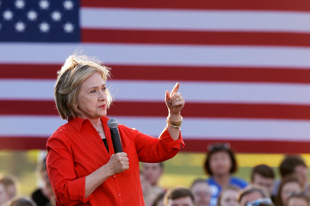 Democratic presidential candidate Hillary Rodham Clinton speaks during a town hall meeting, Nov. 3, 2015, in Coralville, Iowa. (Photo by Charlie Neibergall/AP)
