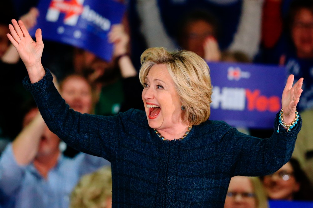 Democratic presidential candidate Hillary Clinton greets supporters during a campaign stop at Iowa Western Community College in Council Bluffs, Iowa, Jan. 5, 2016. (Photo by Nati Harnik/AP)