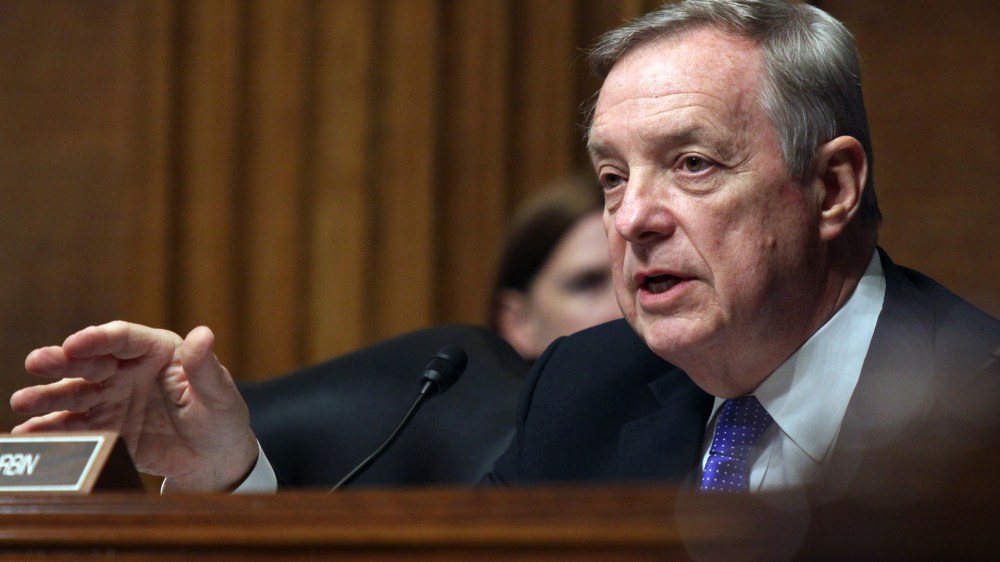 Senate Judiciary Committee member Sen. Richard Durbin on Capitol Hill in Washington DC on April 28, 2015. (Photo by Lauren Victoria Burke/AP)