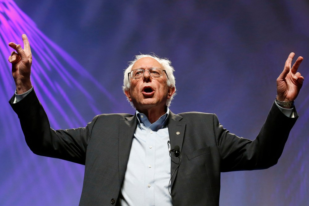 Democratic presidential candidate Sen. Bernie Sanders gives an opening statement at a Netroots Nation town hall meeting on July 18, 2015, in Phoenix, Ariz. (Photo by Ross D. Franklin/AP)
