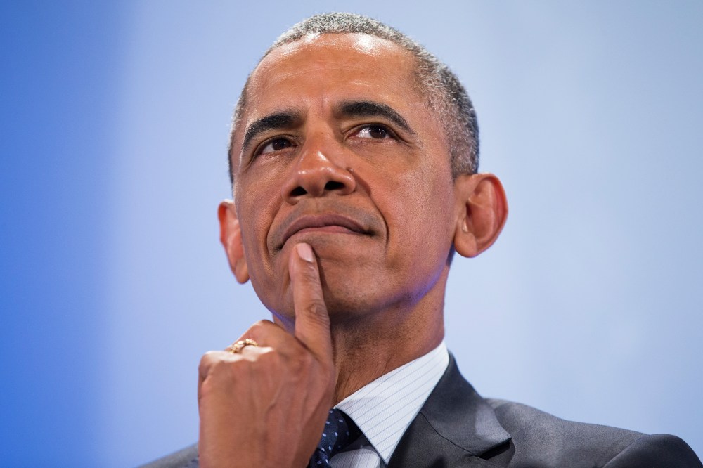 President Barack Obama pauses before delivering a speech at the Global Entrepreneurship Summit at the United Nations Compound on July 25, 2015, in Nairobi. (Photo by Evan Vucci/AP)