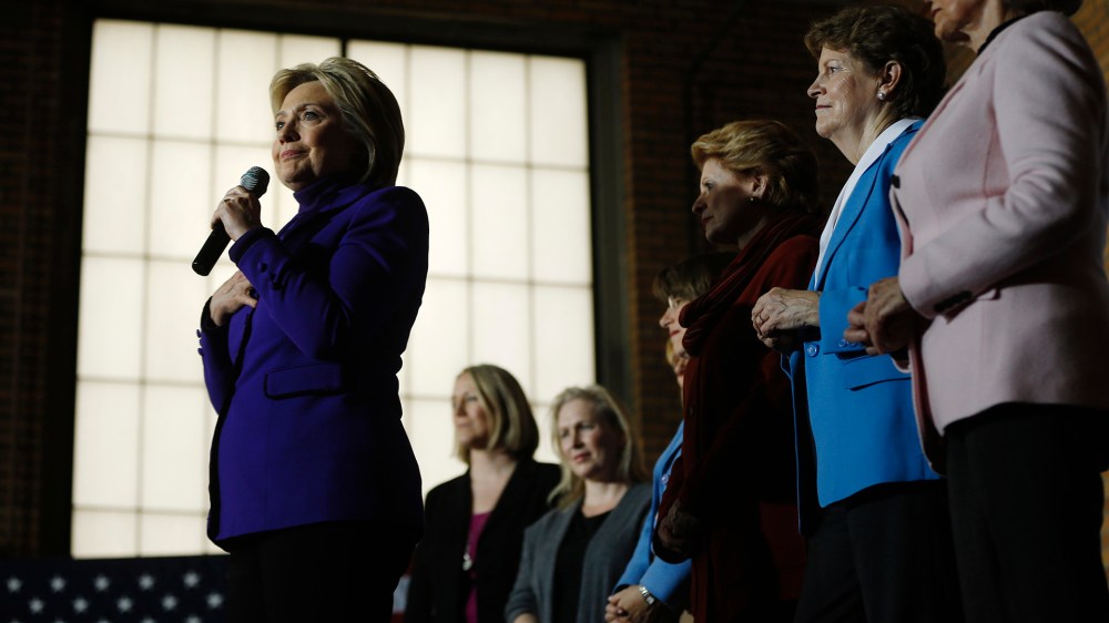 Democratic presidential candidate Hillary Clinton speaks during a campaign stop, Friday, Feb. 5, 2016, in Manchester, N.H. (Photo by Matt Rourke/AP)