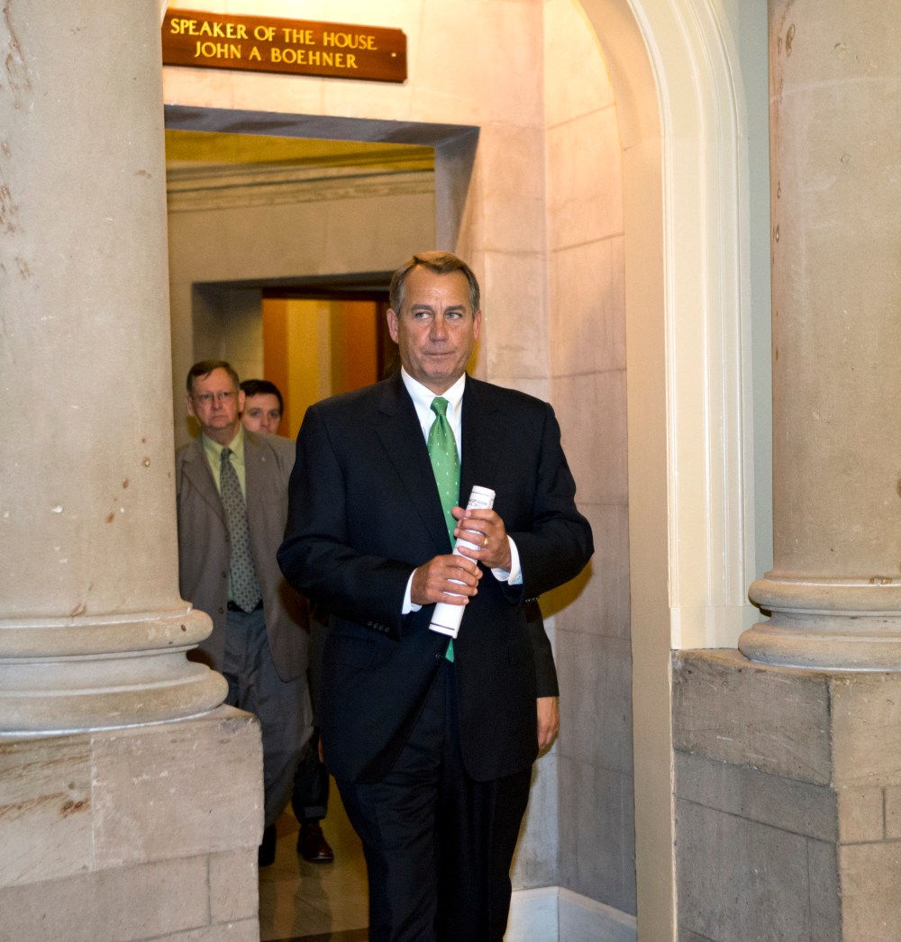 House Speaker John Boehner is fighting like mad for a bill that can't possibly become law. (AP Photo/J. Scott Applewhite)