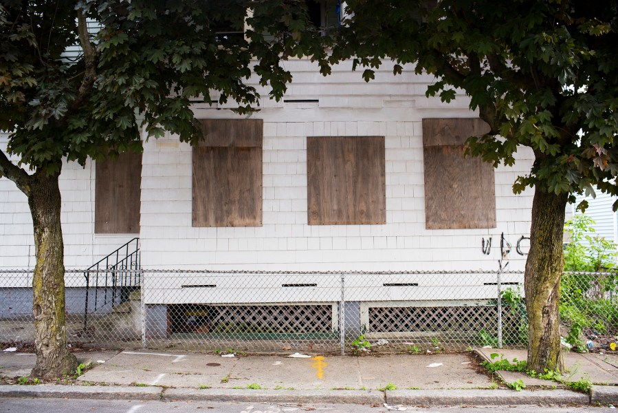 A boarded up home on Sylvania Street in Central Falls.