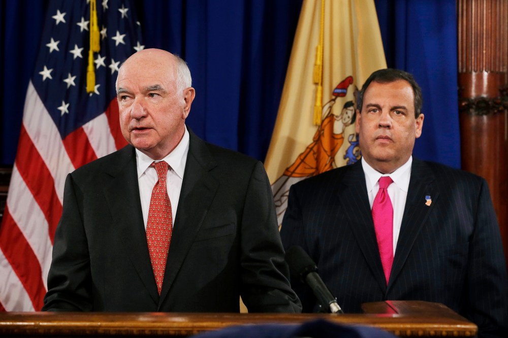 John Degnan makes a statement after New Jersey Gov. Chris Christie introduced him to be the next chairman of the Port Authority of New York and New Jersey, in Trenton, April 29, 2014.