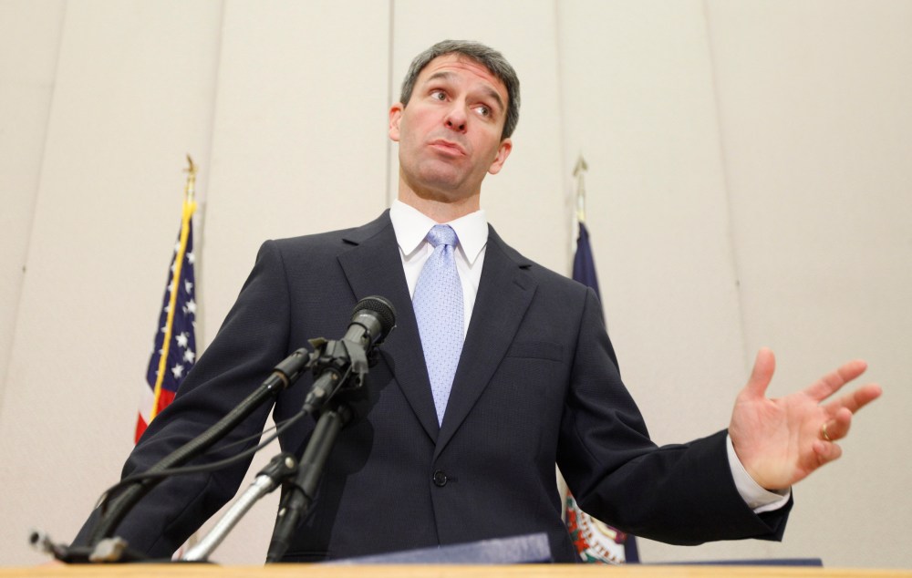 Virginia Attorney General Ken Cuccinelli gestures during a press conference after a hearing before the 4th Circuit Court of Appeals on a challenge to the federal health care reform act in Richmond, Va., Tuesday, May 10, 2011. (Photo by Steve Helber/AP)