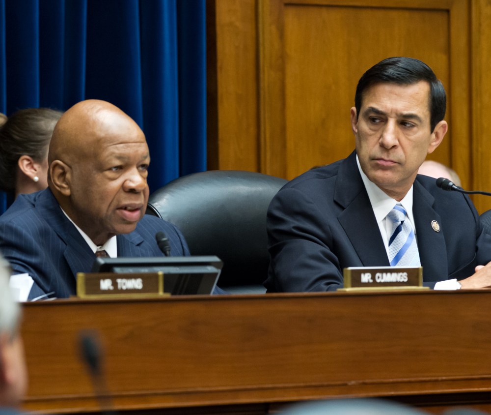 The House Oversight and Government Reform Committee, led by Chairman Darrell Issa, R-Calif., right, sitting next to Rep. Elijah Cummings D-Md., Wednesday, June 20, 2012. (AP Photo/J. Scott Applewhite)