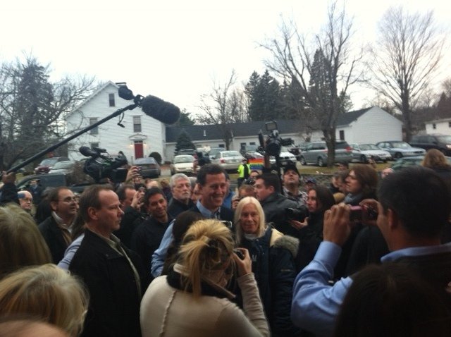 Rick Santorum visits Hollis Pharmacy and General Store in Hollis, NH
